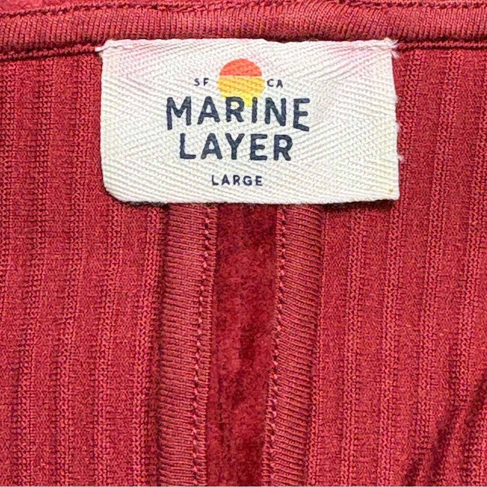 Marine Layer Leighton Mini Dress L Rust Orange-Red Lightweight Stretch Retro - Picture 7 of 9